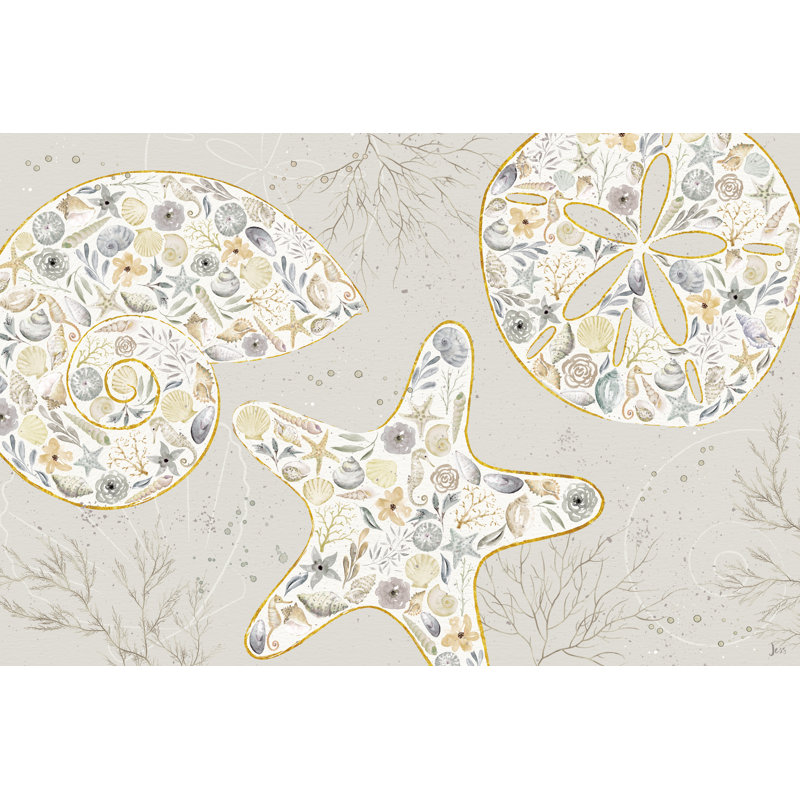 Seaside Blossoms V Neutral 1 Piece Wrapped Canvas Wall Art, 81cm H x 122cm W x 3.8cm D