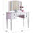 White Bedroom Vanity In Contemporary Style With Foldable Mirror, Padded Stool And Drawers For Cosmetic Storage, Echoing Golden Age Design, Solid Rubberwood Color, Drawers, Gilded Elegance, Simple-1220780791