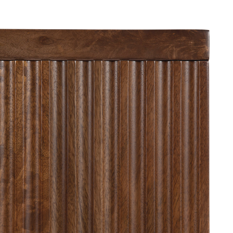 Wooden Wall Cabinet with Sliding Door, Rich Walnut