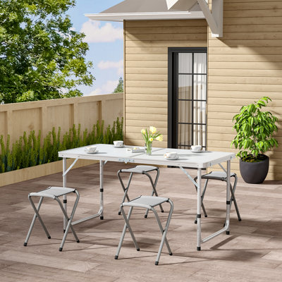 Krispin 4 - Person Metal Patio Dining Set with Rectangular Table