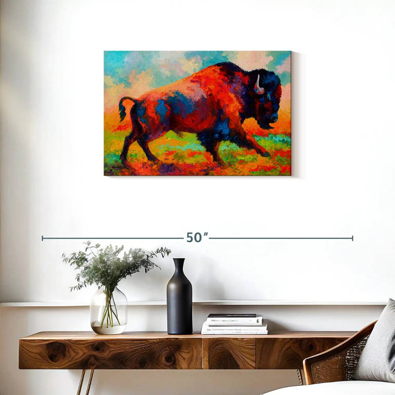 Brampt Bison Running Free, 20" H x 30" W
