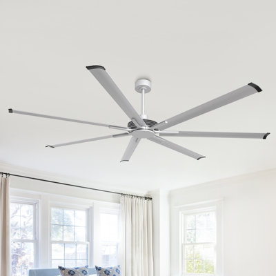 100" Industrial Extra Large Aluminum Blades HVLS Commercial Ceiling Fan with Remote Control, 6-Speed Reversible DC Motor Ceiling Fan without Light for Warehouse/Garage/Shop/Gym