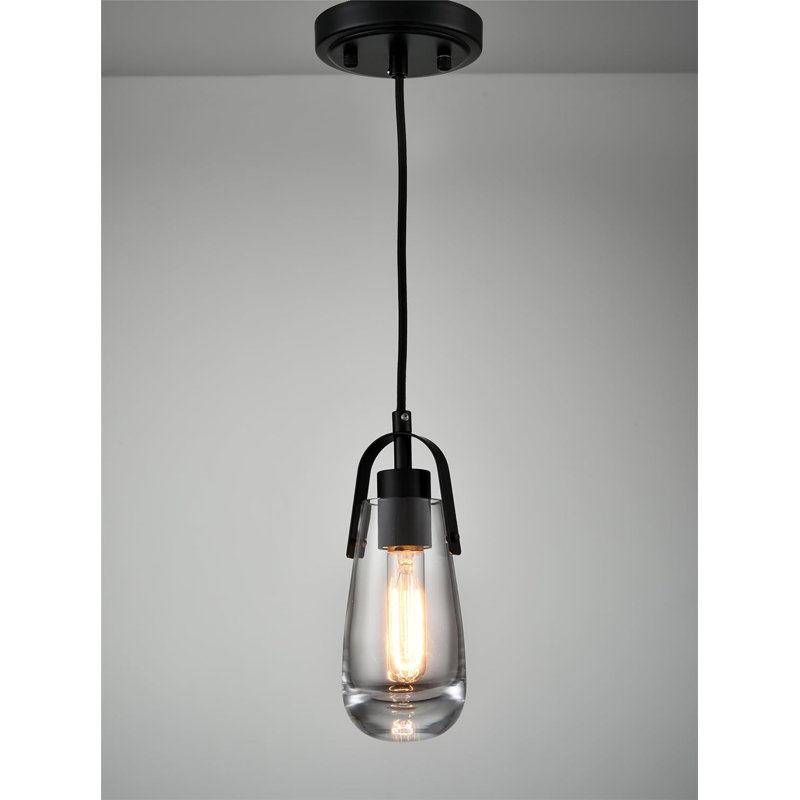 Industrial Home Pendant Light Fixtures Black Hanging Light With Clear Glass