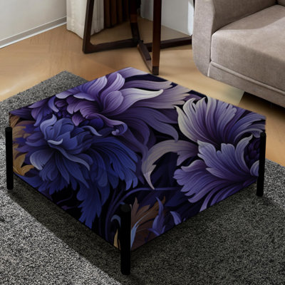 Mystic Purple Damask Whispers - Grand repose-pieds carré damassé
