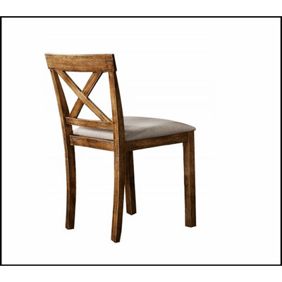 Ensemble de 2 chaises de salle à manger en chêne antique avec dossier ouvert en X et coussin rembourré