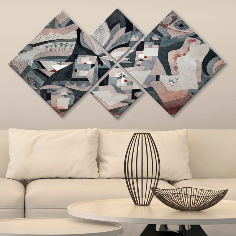 Ensemble de 4 peintures sans cadre sur panneau de fibres à densité moyenne