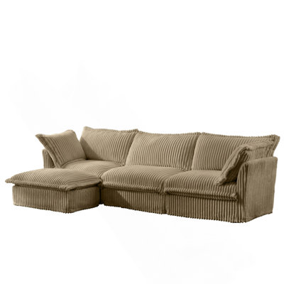 L-Shaped Slipcovered Sectional Sofa Couch