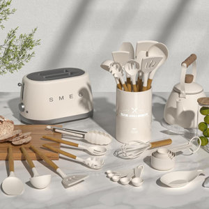 Textiles Hub 33 Piece Cooking Utensil Set with Utensil Crock
