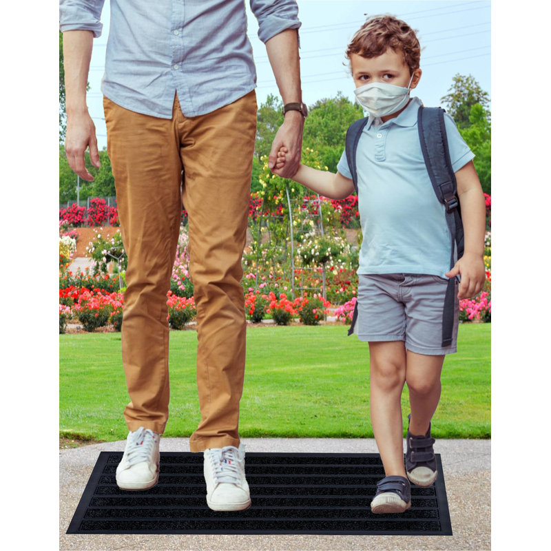 Paillasson Charnel antidérapant pour entrée, 18 po x 30 po, imperméable, mat, Noir