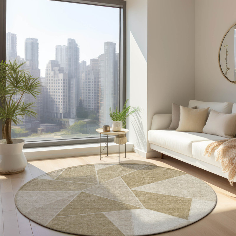Geometric Indoor / Outdoor Rug, Round 8'
