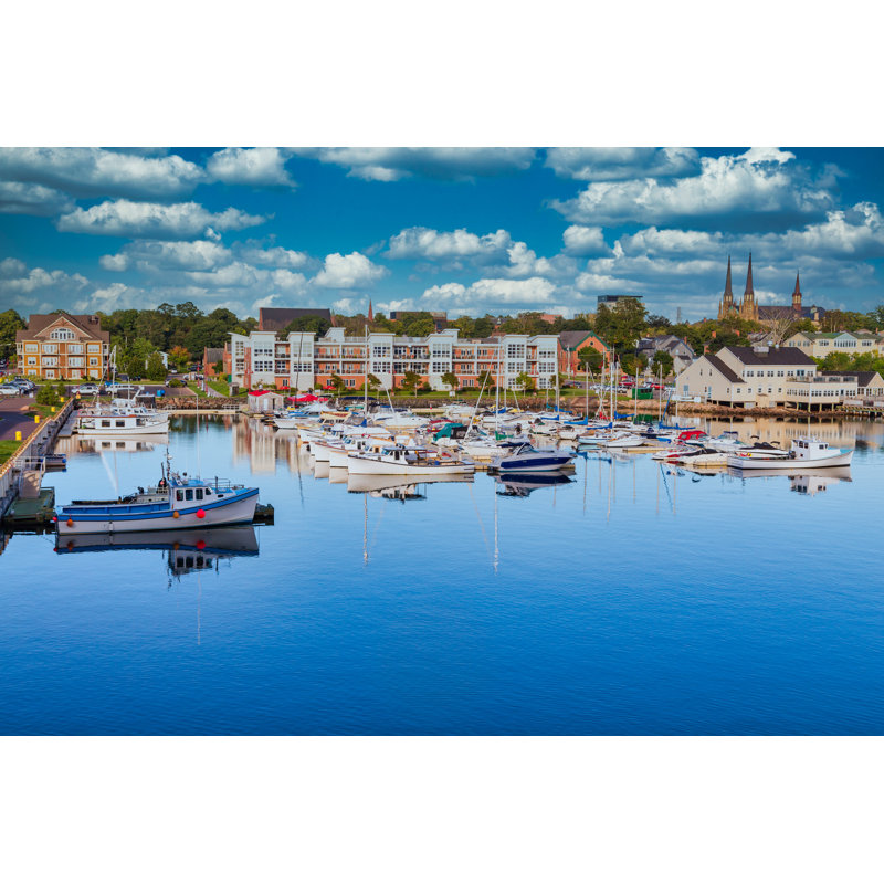 Marina And Steeples In Charlottetown by Dbvirago - Wrapped Canvas Print, 30cm H x 46cm W x 3.8cm D