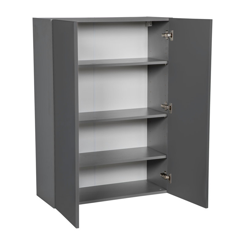 Armoire murale ouverte à panneau de particules standard prête à assembler, Gris lustré, H 42 po x l 33 po