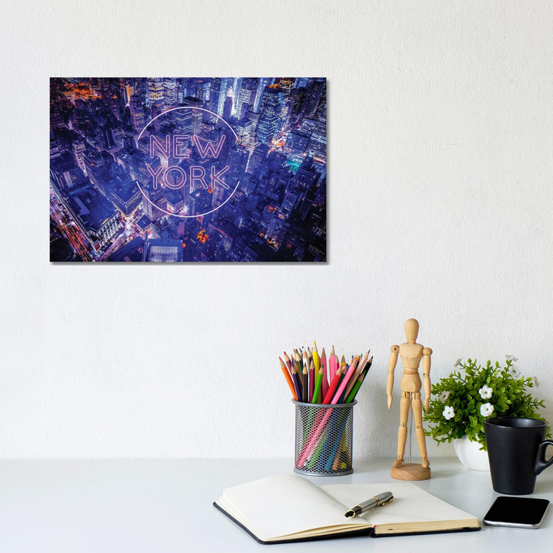 New York By Night by Donnie Art - Gallery-Wrapped Canvas Giclée on Canvas, 20.32 cm H x 30.48 cm W, No Frame