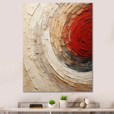 Beige Red Spiral Poteries I - Abstract Spirals Canvas Wall Art_106150