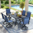6-Person Rectangular Patio Dining Set With Swivel PVC-coated polyester Chairs