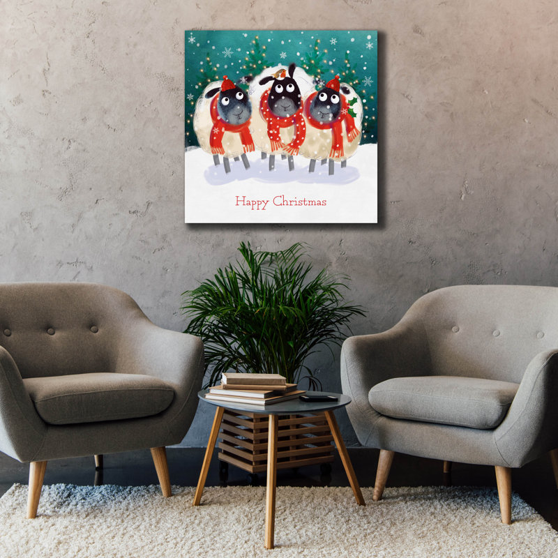  «Happy Sheep Trio» par Elle Media Group, art mural sur toile, 37 po x 37 po