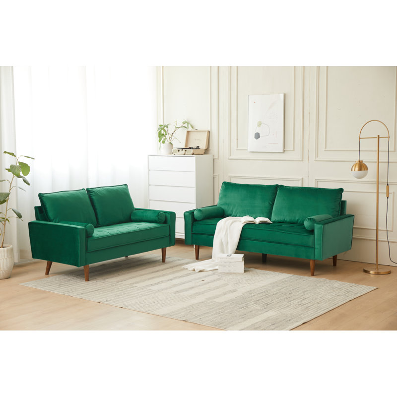 Causeuse rembourrée Mearline, Velours vert