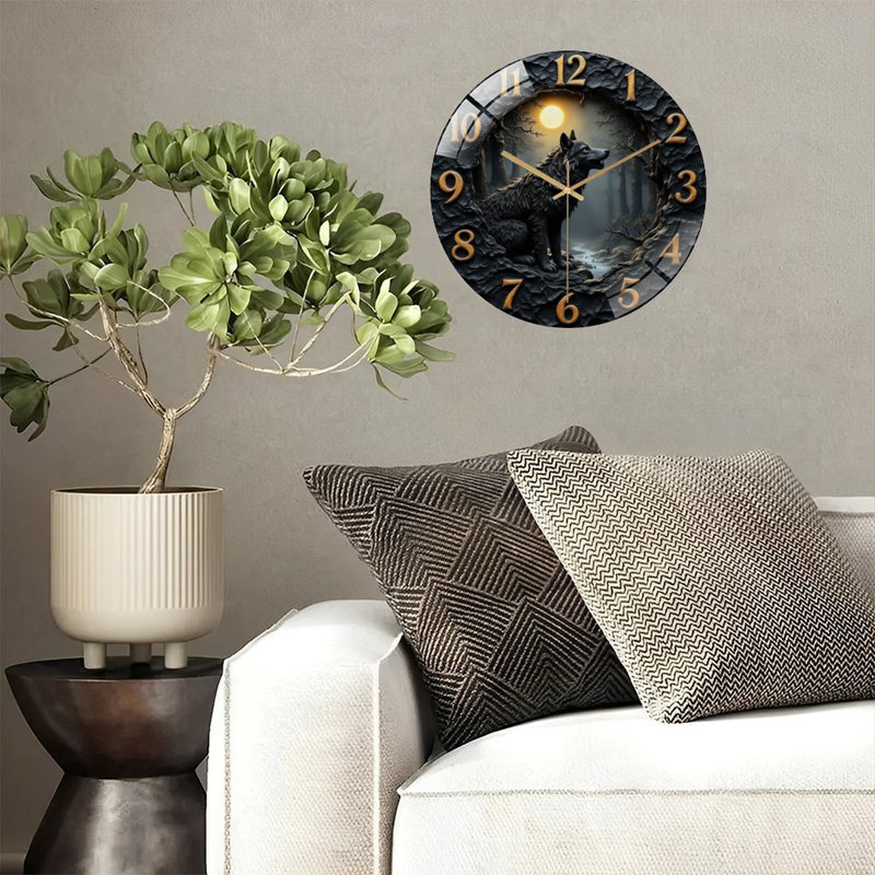Horloge murale loup 12 po