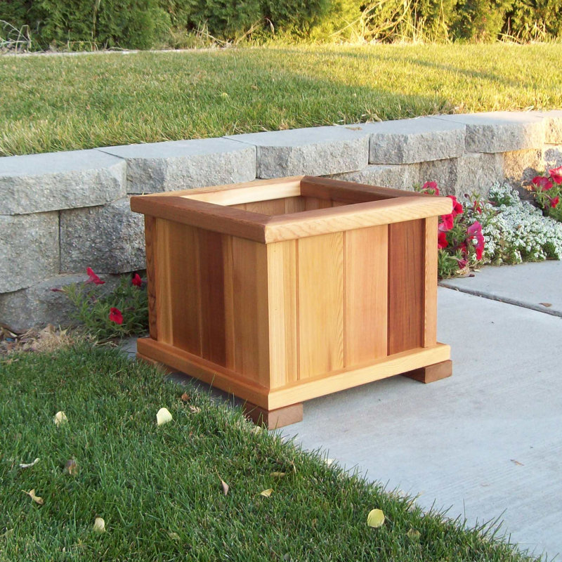 Brandsville Handmade Wood Planter Box, 17" H x 21" W x 21" D, Cedar Stain