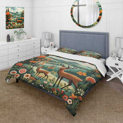 Ensemble de housse de couette orange et vert
