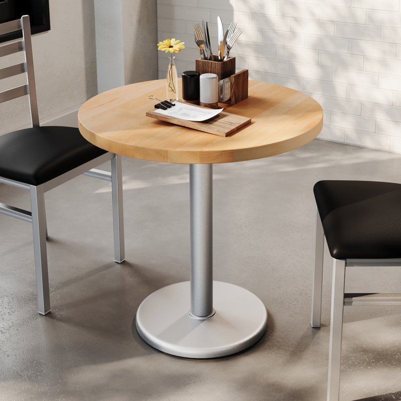 Plateau de table rond en bois massif de 30 po avec base de salle à manger de 18 po, H 29,5 po x L 30 po x l 30 po, Argent