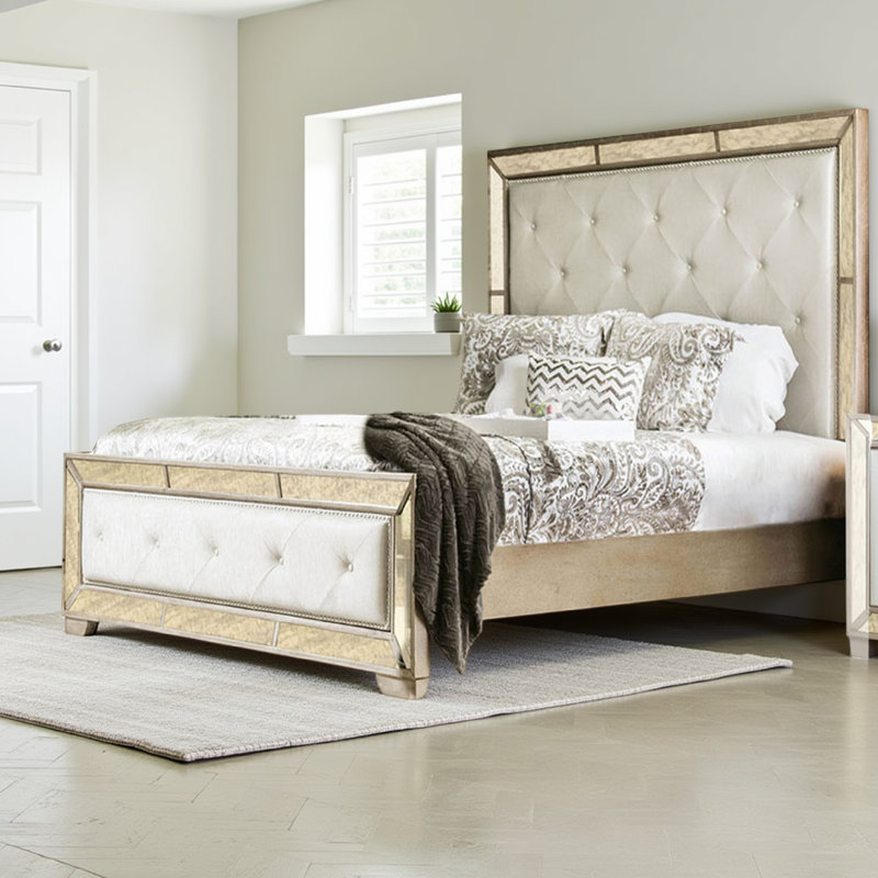 Vegan Leather Platform Bed, Silver
