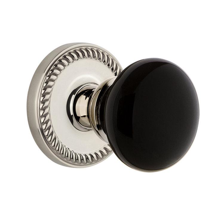 Rosette double Grandport Newport avec bouton de porte Coventry, Nickel poli