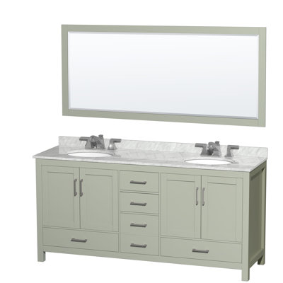 Meuble-lavabo double autoportant 72 po avec plateau en marbre Sheffield