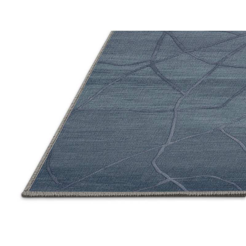 Machine Washable Abstract Gray Area Rug, Rectangle 2' x 3'