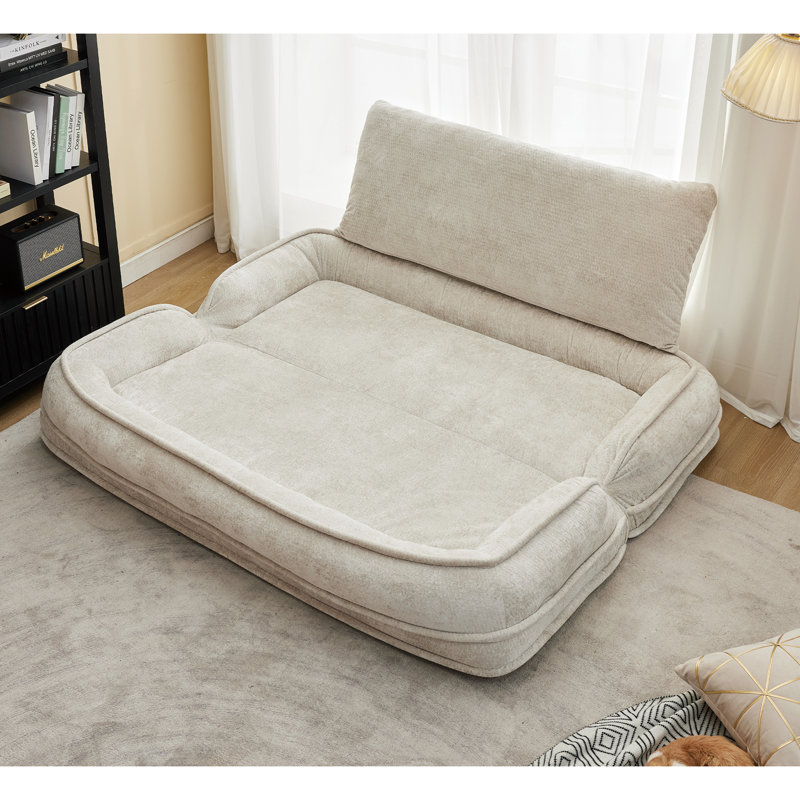 Canapé double double paresseux pour animaux de compagnie - Coussin de sol réglable avec coussins moelleux, causeuse 2 en 1 et canapé-lit