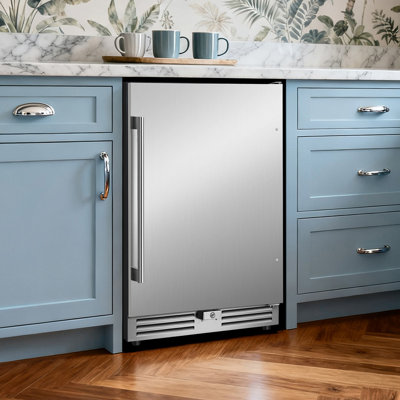 24-Inch Stainless Steel Beverage Refrigerator - Versatile Freestanding or Built-in Cooler with Reversible Foam Doors, Adjustable Glass Shelves, LED Li | Fridge.com