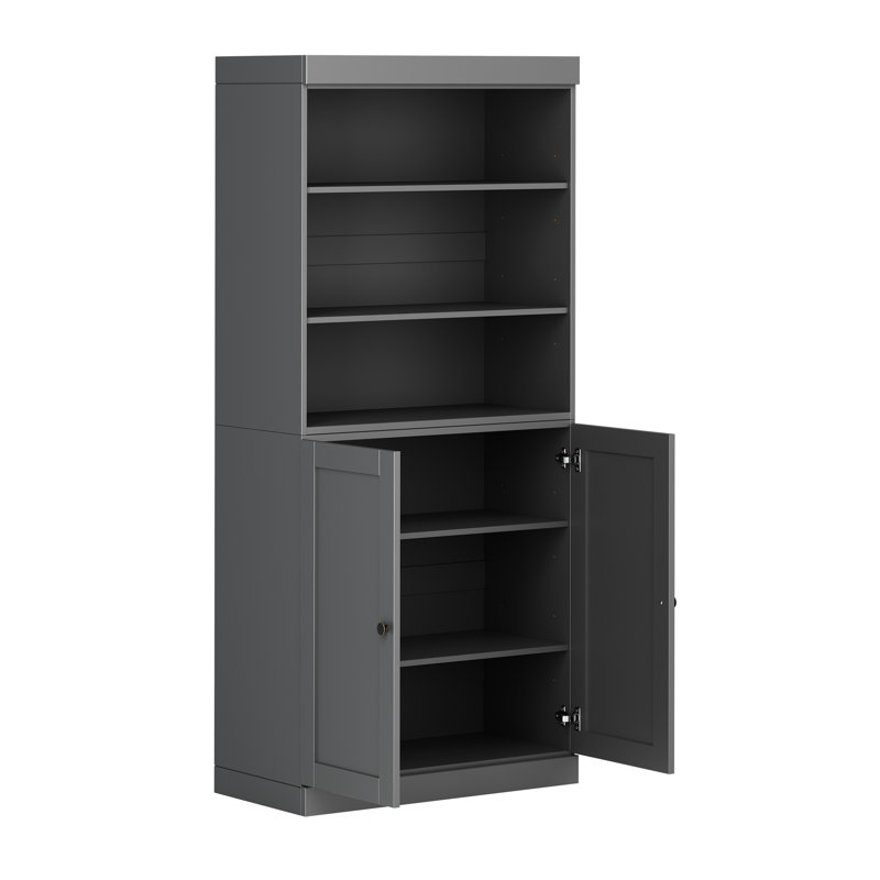 Bibliothèque à 6 tablettes en bois massif Palace Imports, Gris