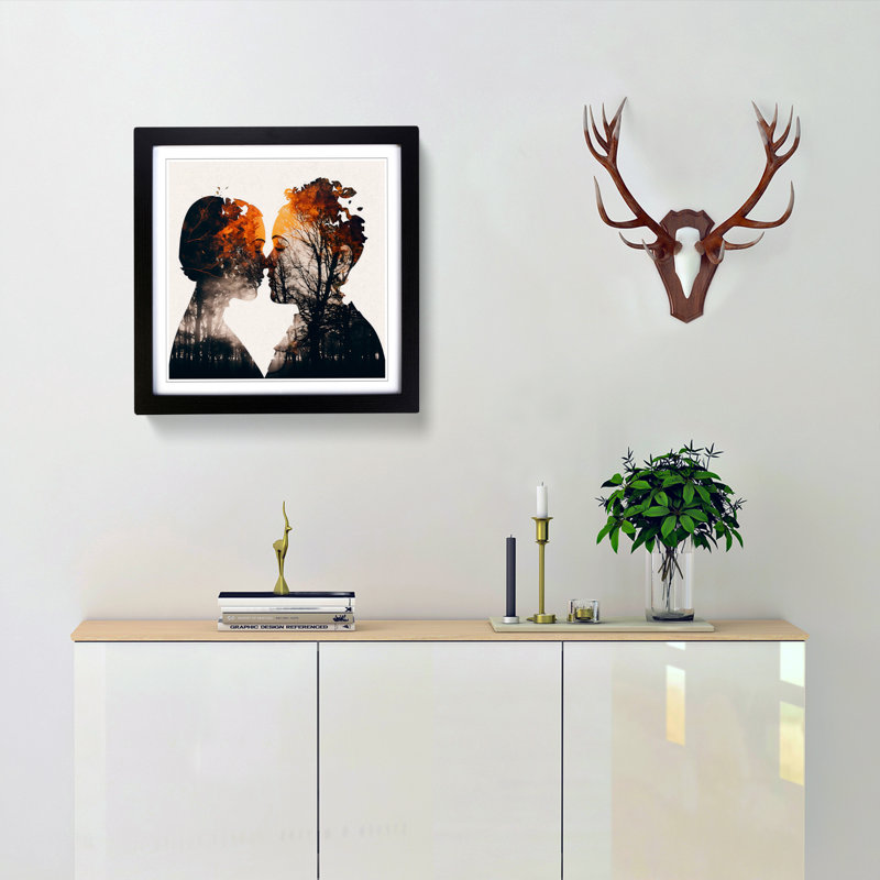 Lovers Double Exposure No.2 - Framed Print, Black