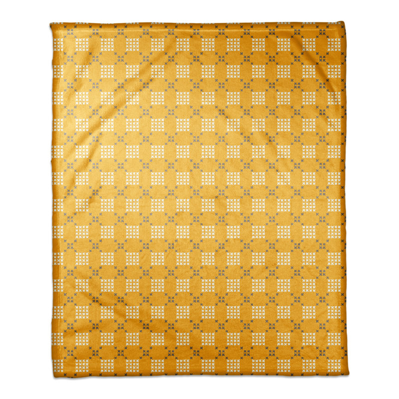 Jeté à point de croix imprimé, Jaune / blanc