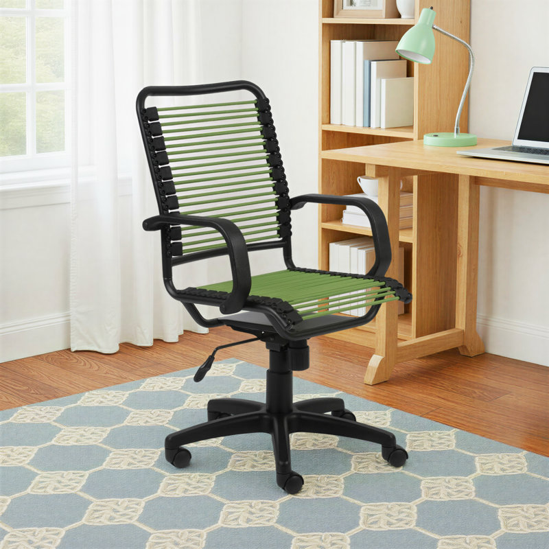 Chaise de travail pivotante à hauteur réglable en acier Juyne , Vert, Noir graphite