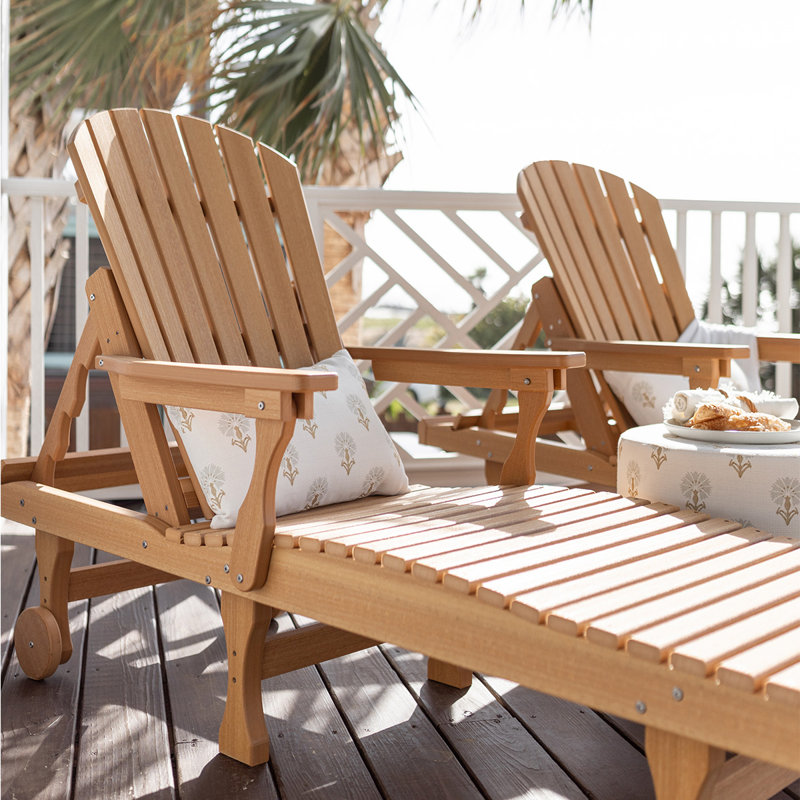 Berlin Gardens Comfo Back Chaise Lounge, Natural Teak Top/Antique Mahogany Base