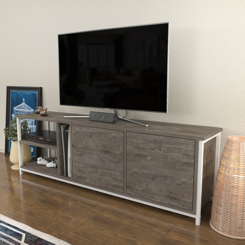Primrose TV Stand for TVs up to 70", White/Dark Oak