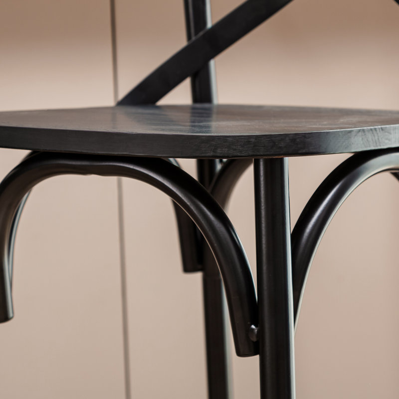 Moris Solid Wood 29.5'' Bar Stool, Black, Black