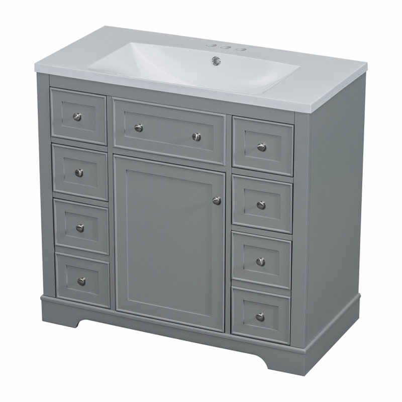 Meuble-lavabo simple 36 po avec comptoir 36 po, Gris