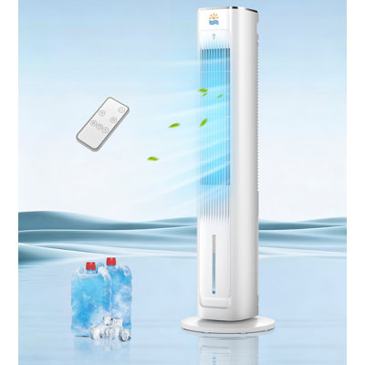 Riifi Evaporative Air Cooler, Portable Air Conditioners, 3-in-1 Oscillating Tower Cooler Fan with Humidify, White&Gray