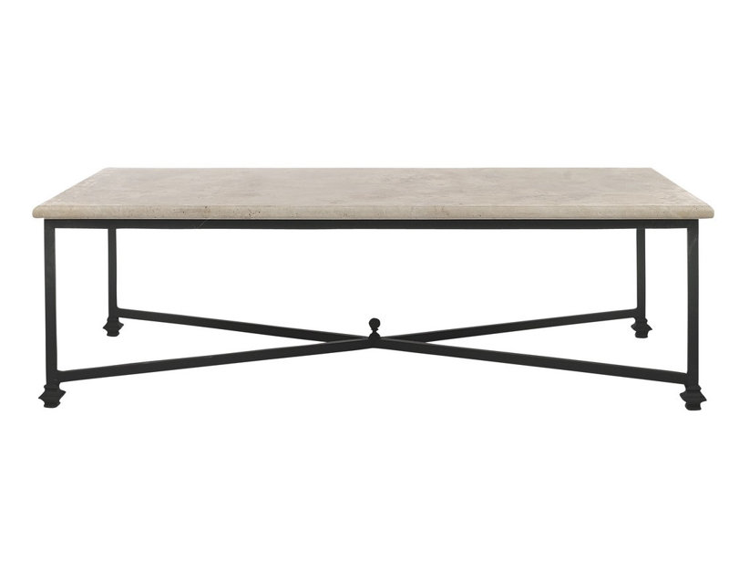 New York 4 Legs Coffee Table, Flat Black, Light Travertine