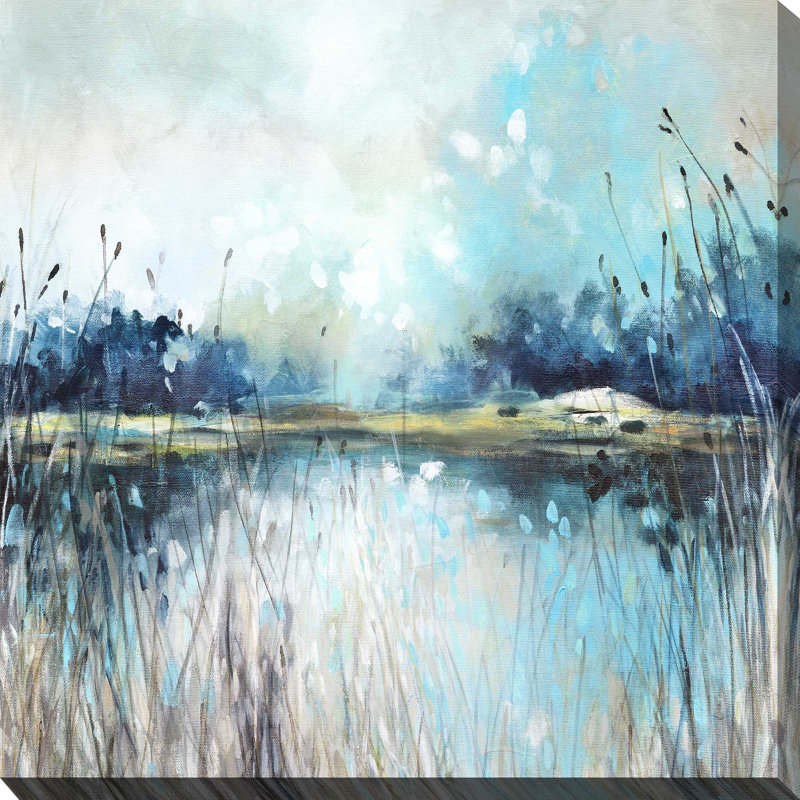 «Lake Views» par Carol Robinson - Peinture, L 18 po x H 18 po, Toile tendue