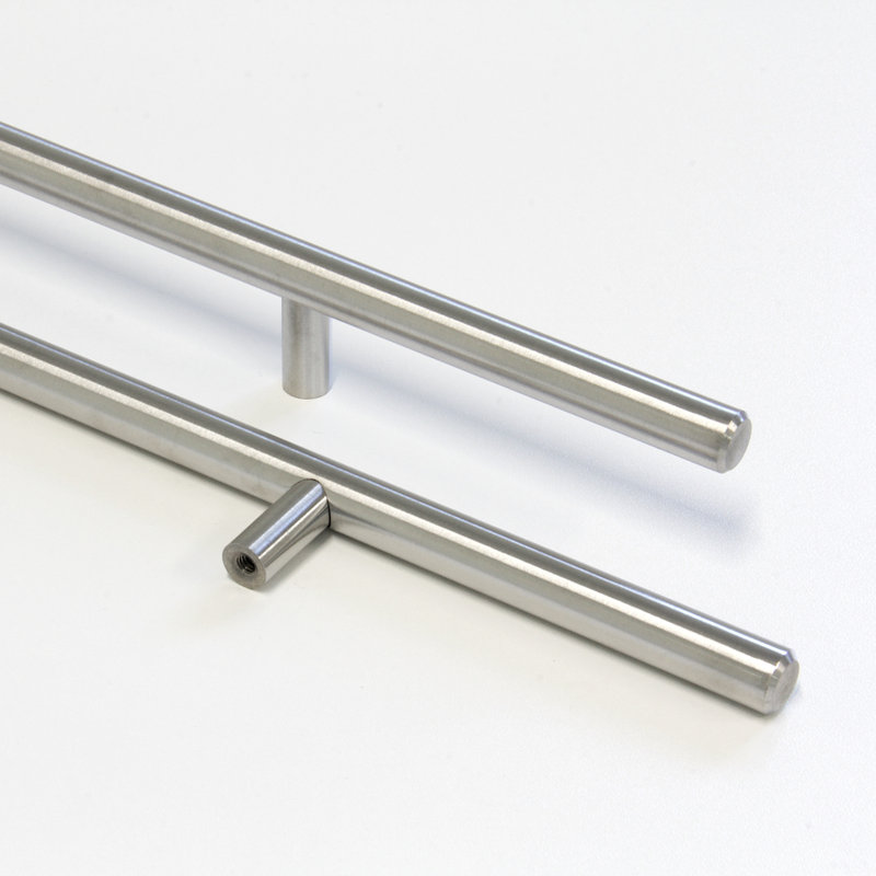 Poignée barre en T moderne, Acier inoxydable brossé, 12 5/8", 1