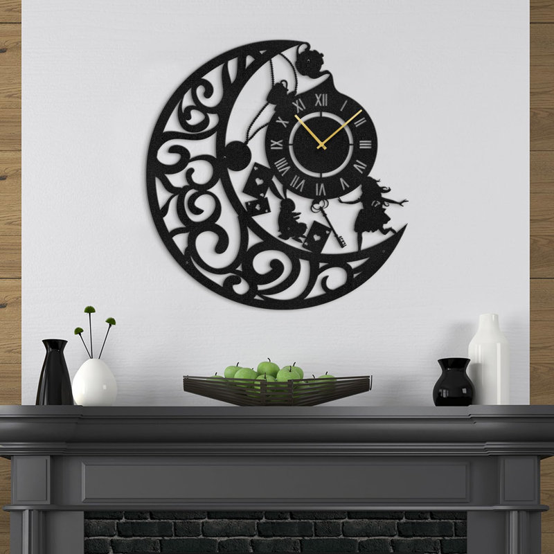 Metal Wall Clock, Black, 30" W x 30" H
