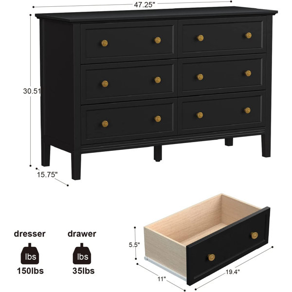 Wildon Home® Dateland 6 - Drawer Dresser & Reviews 