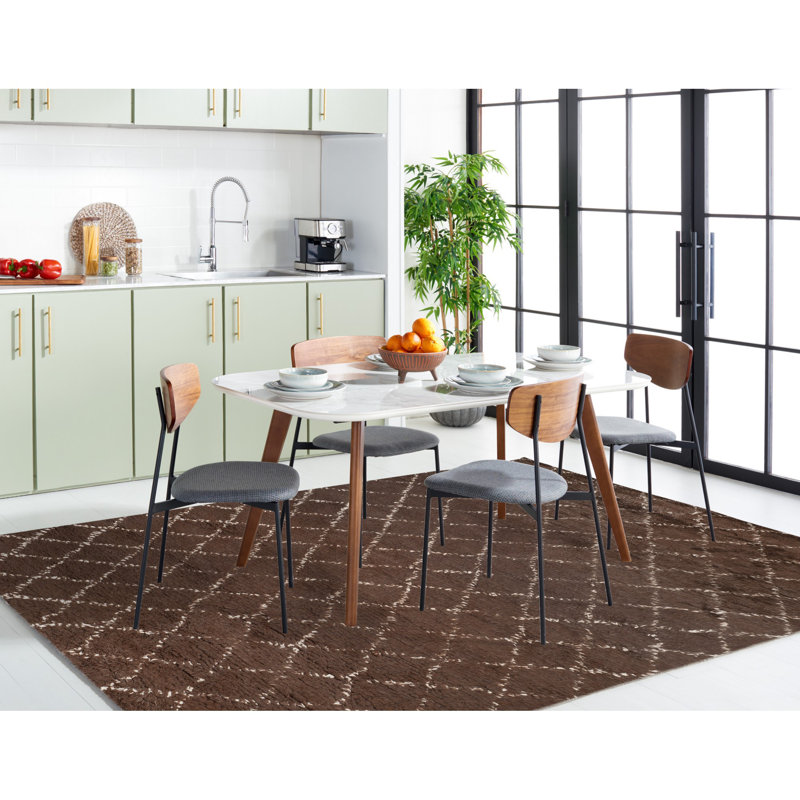 Tapis gris / ivoire en laine / coton noué à la main Filips, Rectangle 8 pi x 10 pi