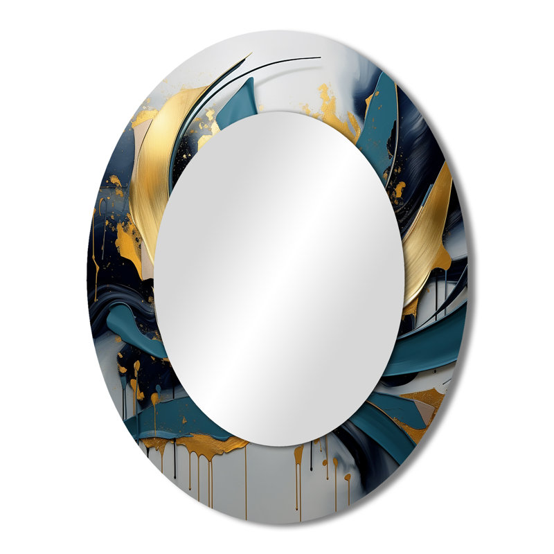 Miroir mural ovale gris doré, 43 po x 33 po