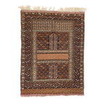 Global Rug One-of-a-Kind Hand-Knotted Hachlu Rust/Black/Beige 5'7" x 6'10" Wool Area Rug