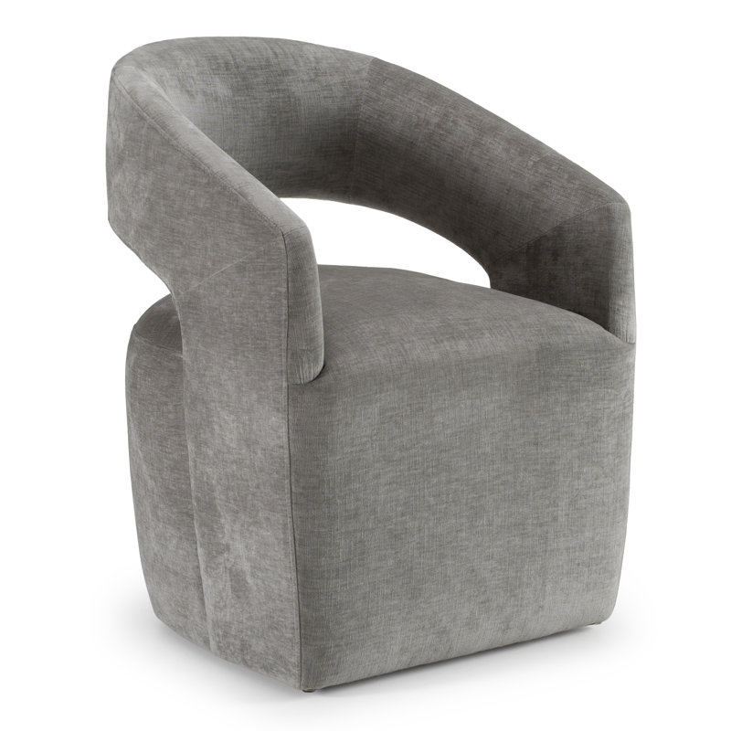 Fauteuil demi-tonneau de 25,5 po Alaijah, Polyester gris