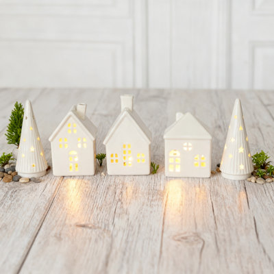 5 pc Ceramic LED Holiday Village Set